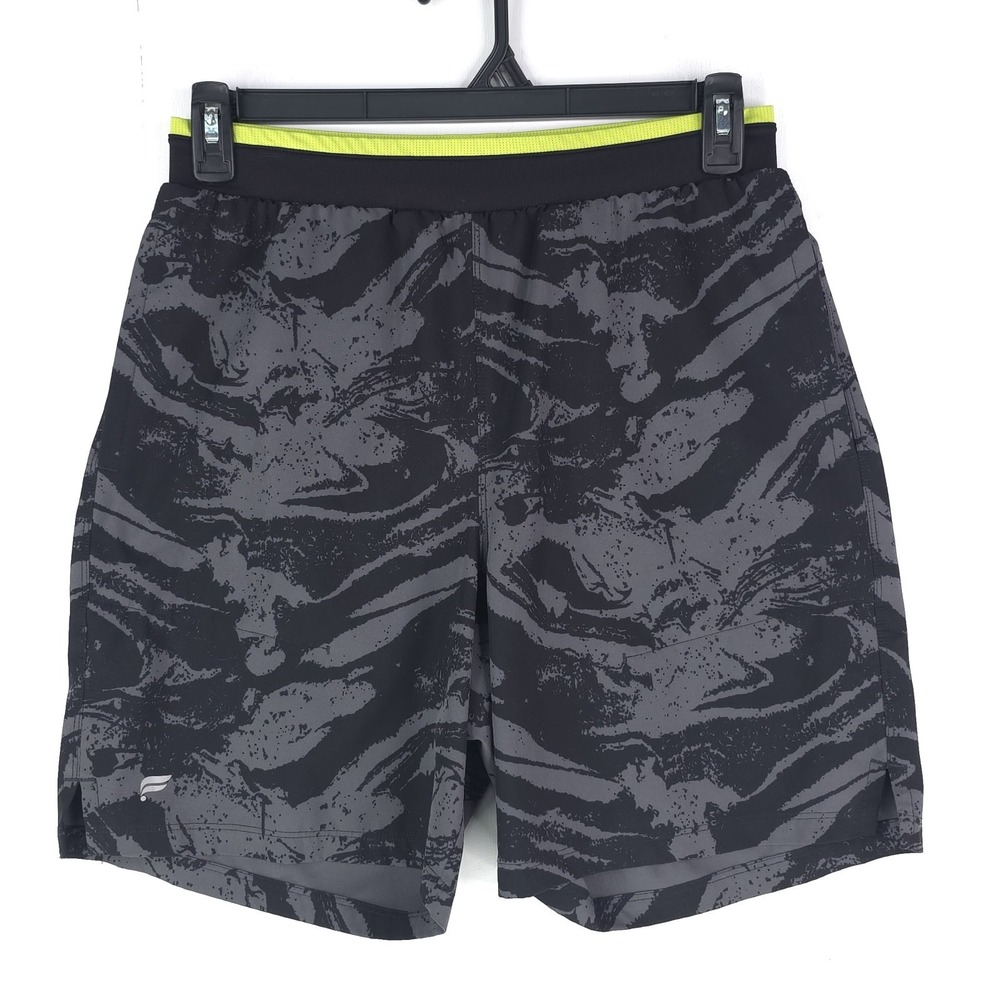 Fabletics Shorts Mens Medium Black Gray Marble The Fundamental Linerless 7"